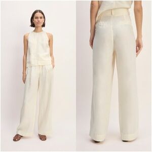 EVERLANE The Linen Way High Drape Pant In Bone